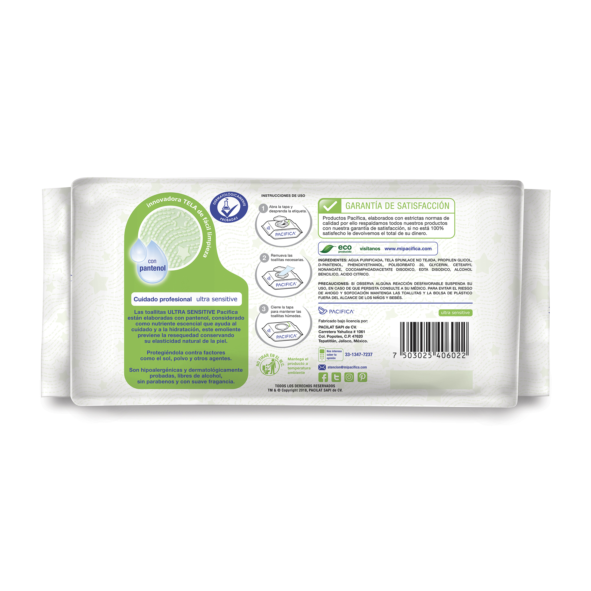 Toallitas Húmedas Para Bebé Pacifica Ultra Sensitive 960 Toallitas