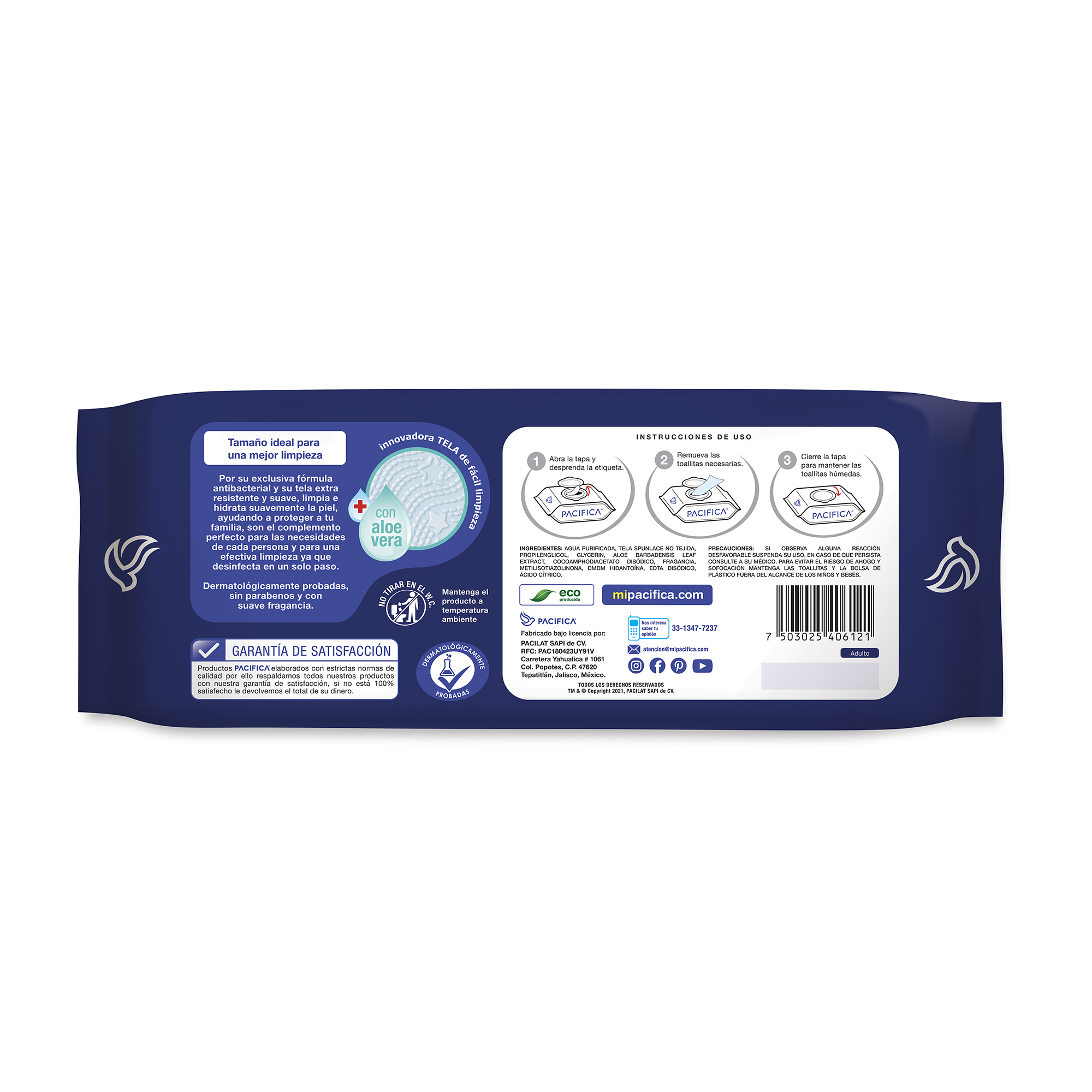 Toallitas Húmedas Pacifica para Adulto 600 Toallitas