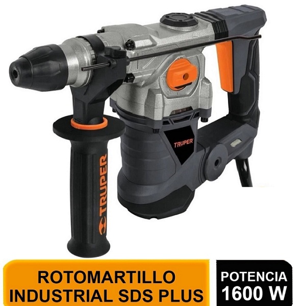 Rotomartillo-Taladro Industrial SDS Plus, 6 Joules, 1600 W para concreto-madera y metal  ROEL-60N TRUPER 
