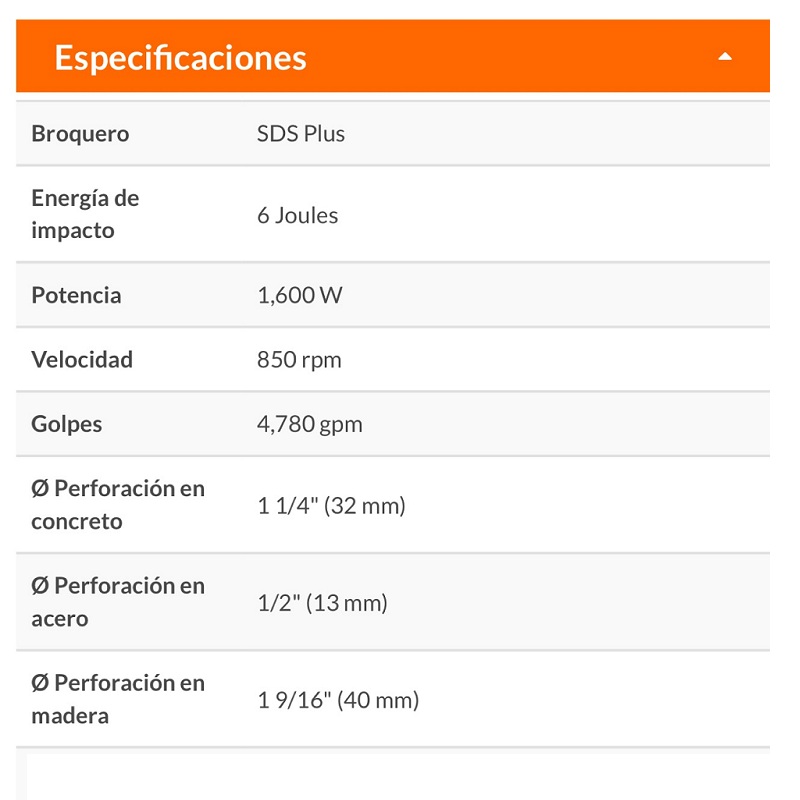 Rotomartillo-Taladro Industrial SDS Plus, 6 Joules, 1600 W para concreto-madera y metal  ROEL-60N TRUPER 