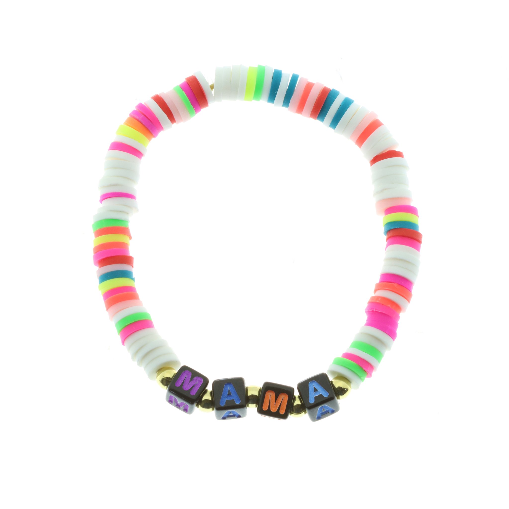 Pulsera de Arcilla Polimérica Multicolor con la palabra "Mamá"