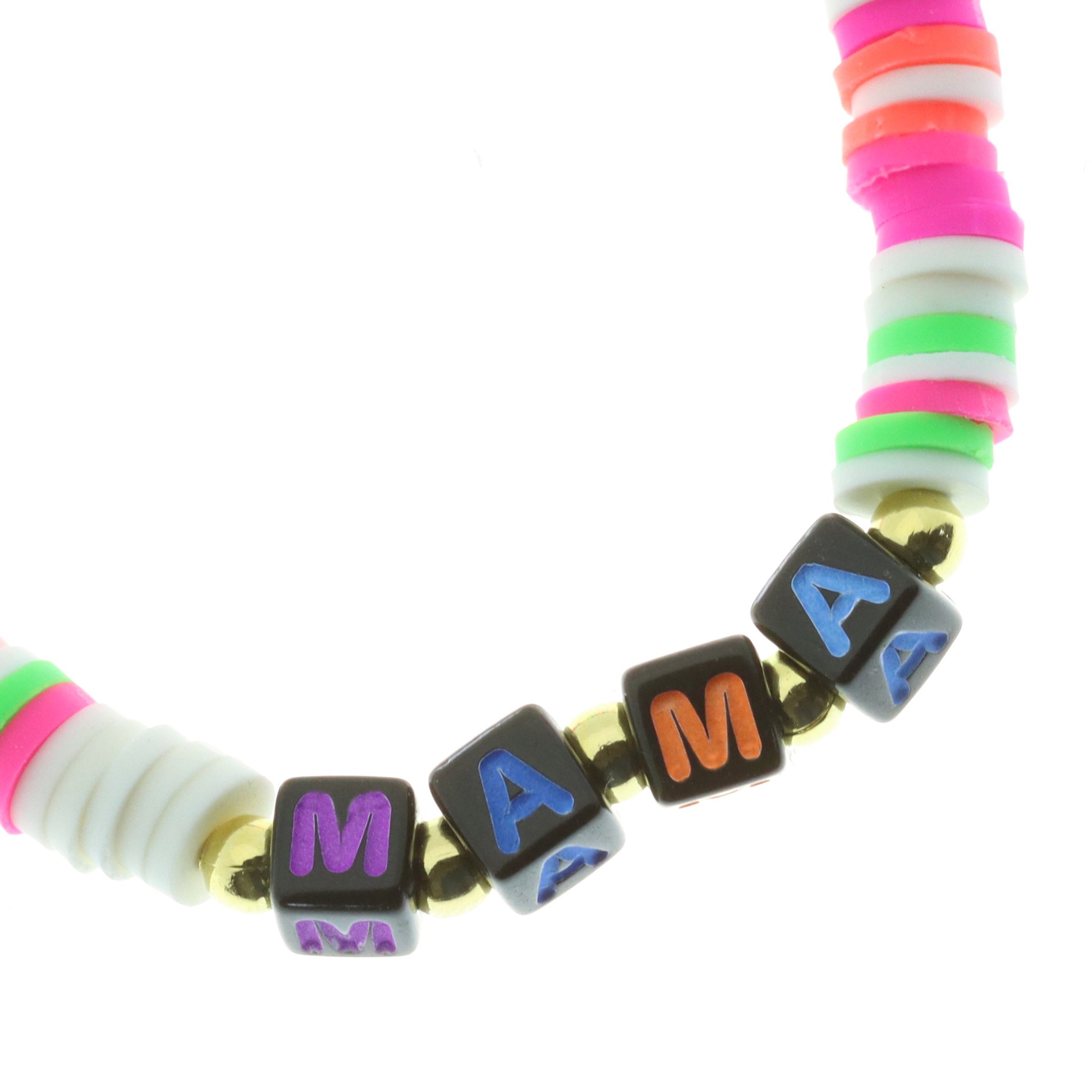 Pulsera de Arcilla Polimérica Multicolor con la palabra "Mamá"