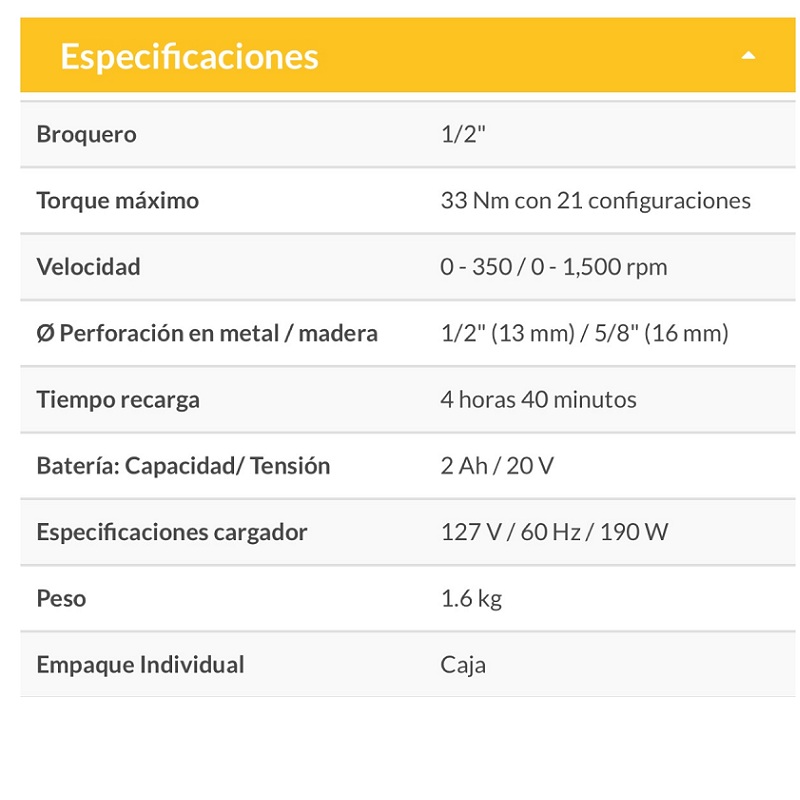 Taladro inalámbrico 1/2" 20 V,  incluye accesorios batería recargable-Portatil-ligero facil de usar-20P2 PRETUL