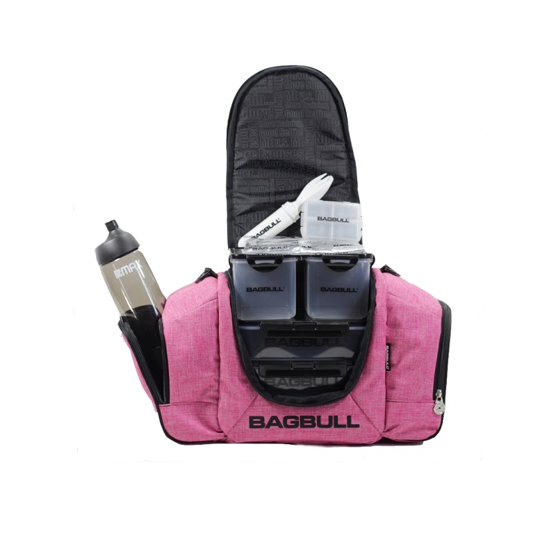 MOCHILA PARA GYM Bagbull One Max Jaspe Rosa (Capacidad 4 comidas)