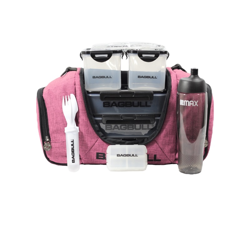 MOCHILA PARA GYM Bagbull One Max Jaspe Rosa (Capacidad 4 comidas)