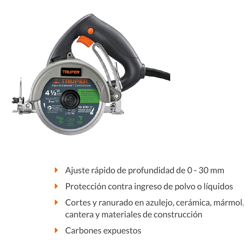 Cortador de Azulejo Eléctrico Truper de 4 1/2 Industrial Uso Rudo y Continuo Calidad Premium Corta Azulejo Loseta Cerámica Mármol Cantera