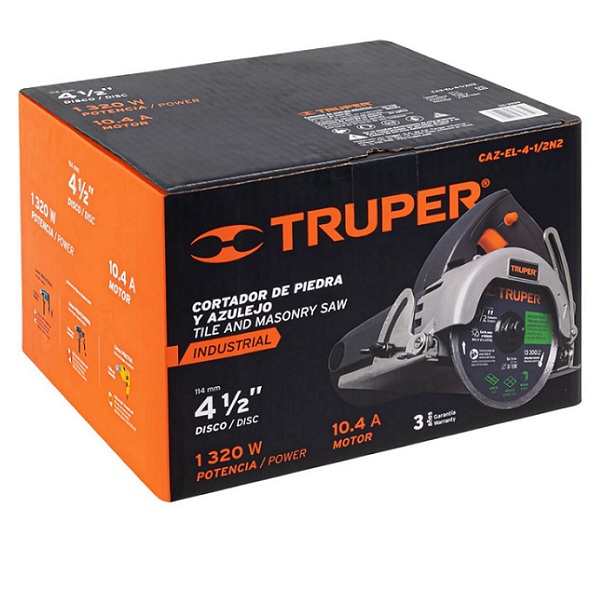 Cortador de Azulejo Eléctrico Truper de 4 1/2 Industrial Uso Rudo y Continuo Calidad Premium Corta Azulejo Loseta Cerámica Mármol Cantera