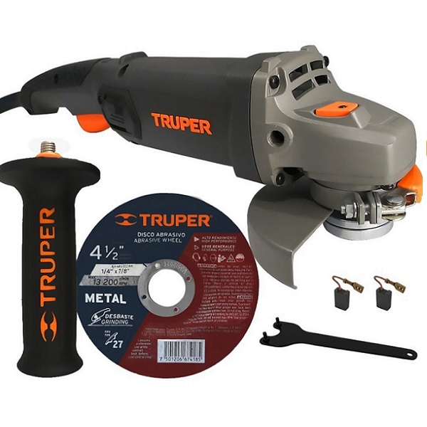 Esmeriladora Angular de 4 1/2" Calidad Industrial Uso Rudo y Continuo de 1250W ESMA-4512N Truper Cortar Desbastar Cortadora Pulidora