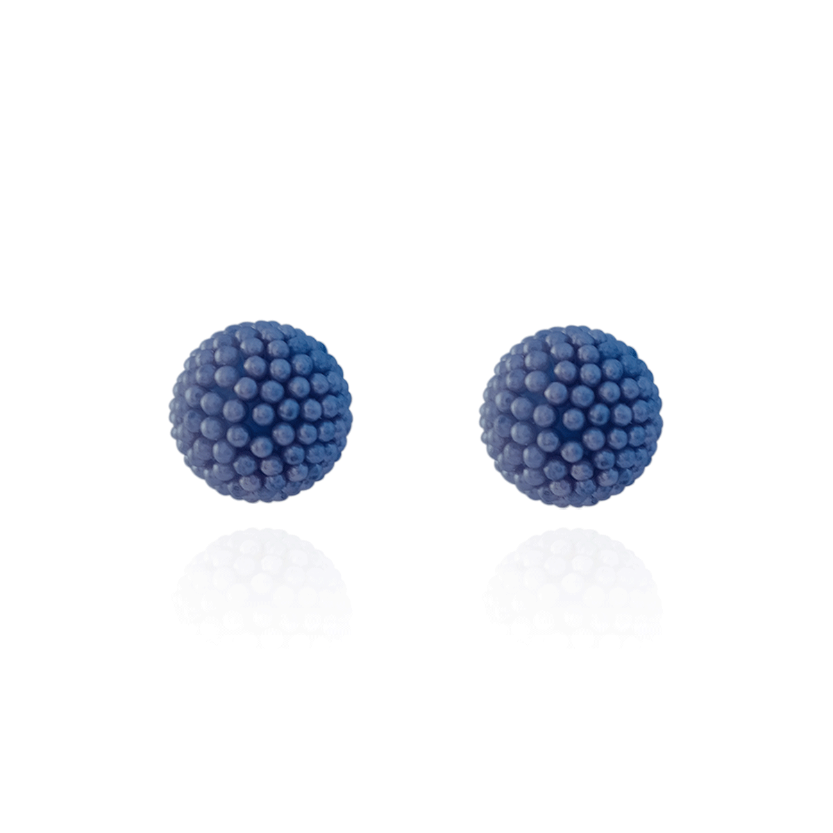 Broquel Arete Gemelo Oro 18k Laminado #401 Esferas azules con circonias Largo 2 cm Ancho 2 cm