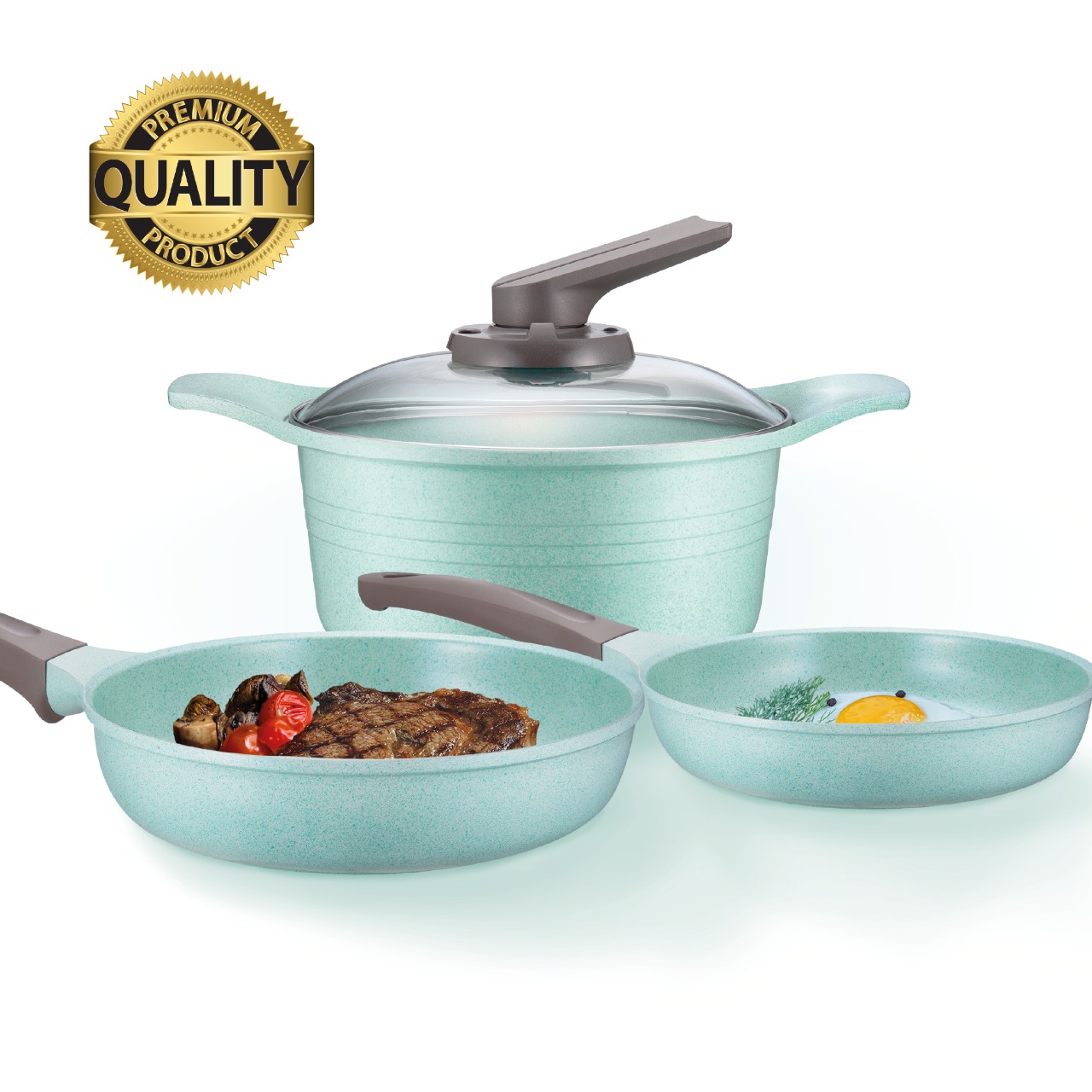 JADE PAN JUEGO DE 3 SARTENES DE LUJO CON JADE ANTIADHERENTE  TIPO COOK 