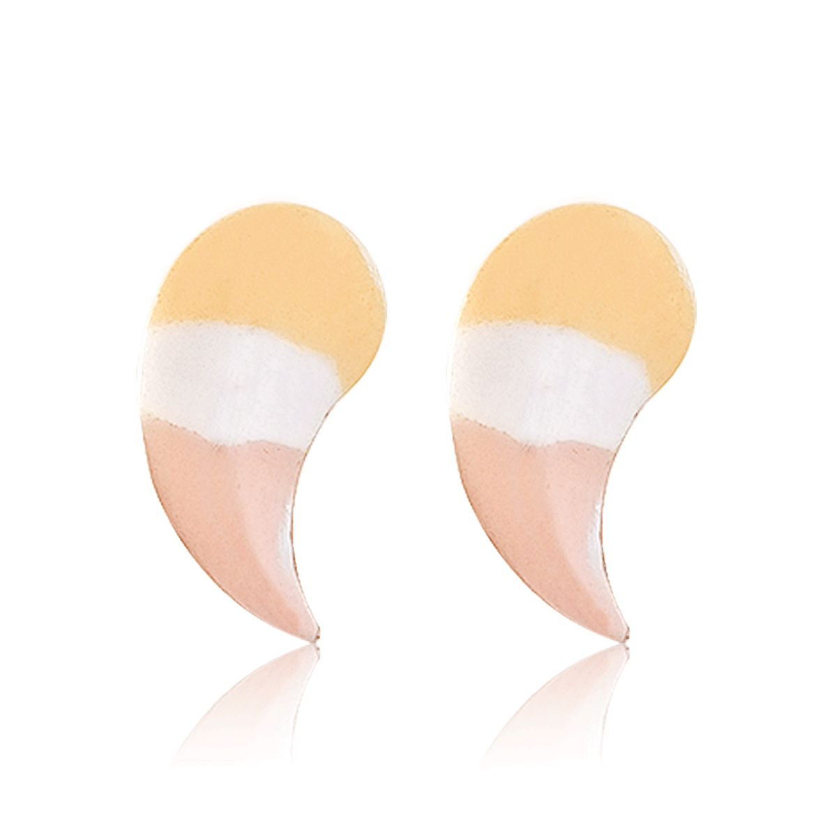 Broquel Arete Gemelo Oro 18k Laminado #553 256-305 Forma Pluma 1.1 cm largo 0.6 cm ancho