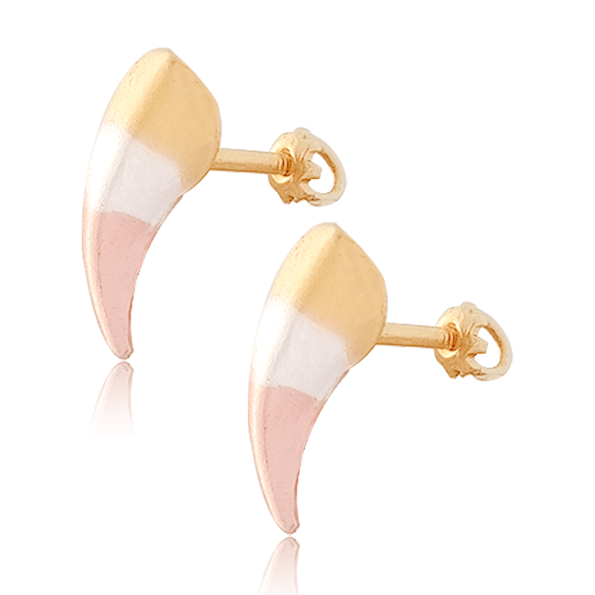 Broquel Arete Gemelo Oro 18k Laminado #553 256-305 Forma Pluma 1.1 cm largo 0.6 cm ancho