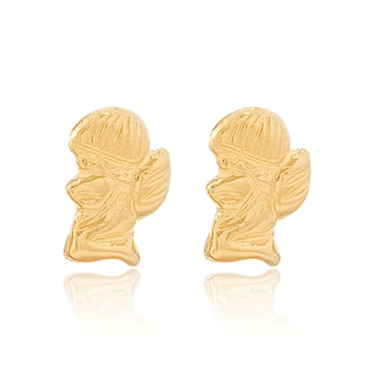 Broquel Arete Gemelo Oro 18k Laminado #501 Forma Ángel 0.7 cm largo 0.5 cm ancho
