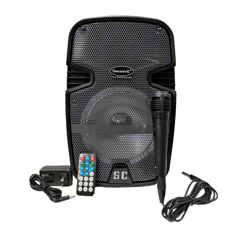 Bocina 8 Pulgadas Marca Sounavic Negro Incluye Mic Alambrico