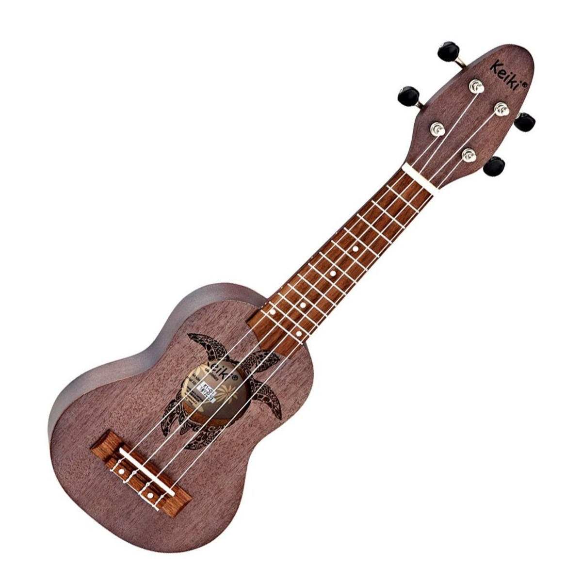 Ukulele Sopranino Keiki Coal Ortega Guitars Con 2 Plumillas