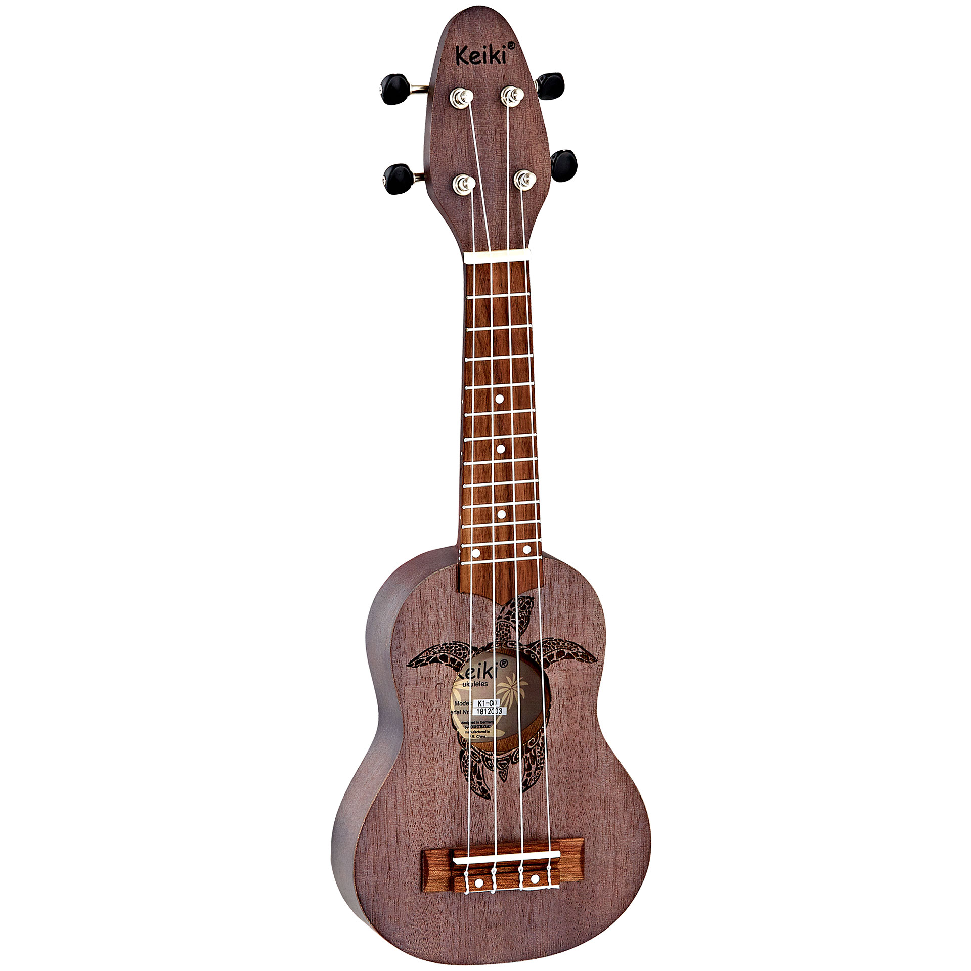 Ukulele Sopranino Keiki Coal Ortega Guitars Con 2 Plumillas