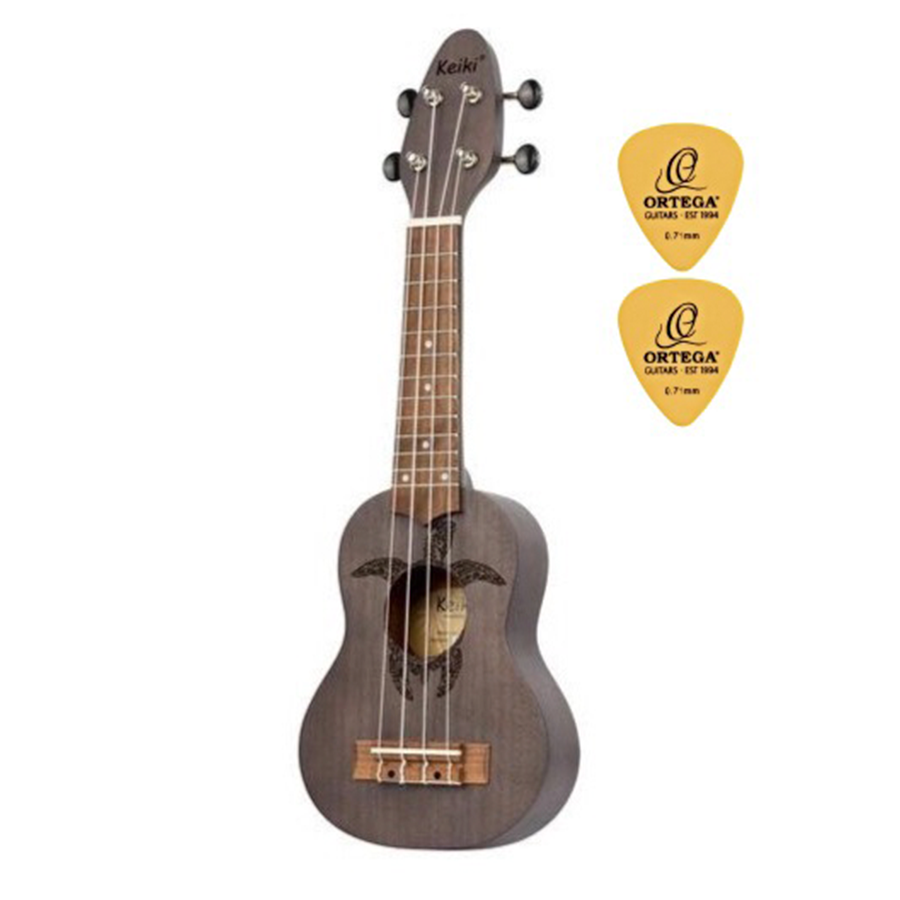 Ukulele Sopranino Keiki Coal Ortega Guitars Con 2 Plumillas