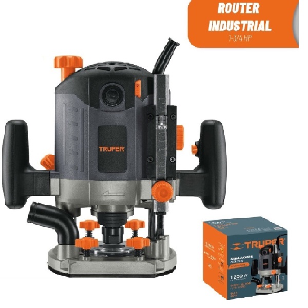 Router industrial  Rebajadora 1-3/4 HP, Velocidad variable con 6 niveles-desbaste preciso ROU-N3 TRUPER