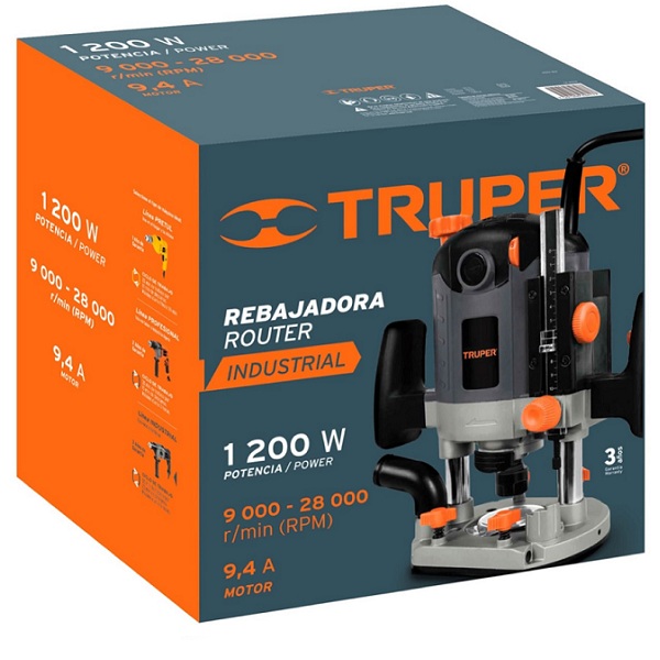 Router industrial  Rebajadora 1-3/4 HP, Velocidad variable con 6 niveles-desbaste preciso ROU-N3 TRUPER