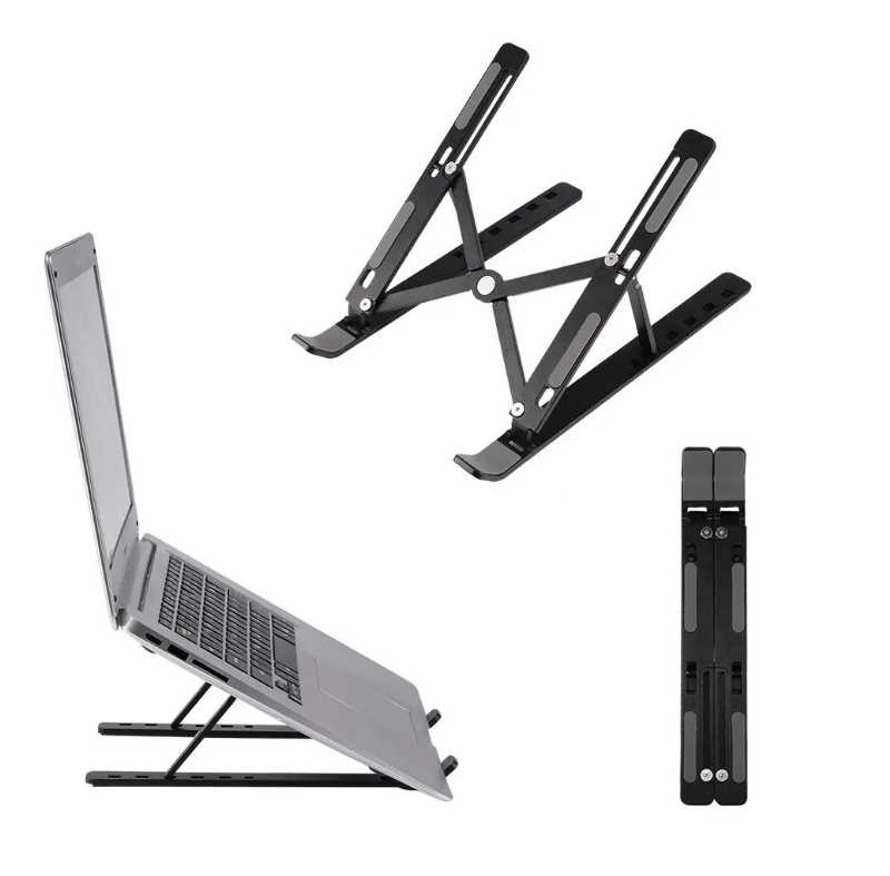 Base Soporte Aluminio Para Laptop, Portátil Y Ajustable Color Negro