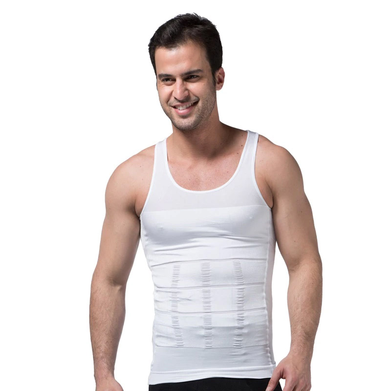 Camiseta Faja Reductora Moldeadora Playera Hombre Reduce Blanca L Sin Mangas