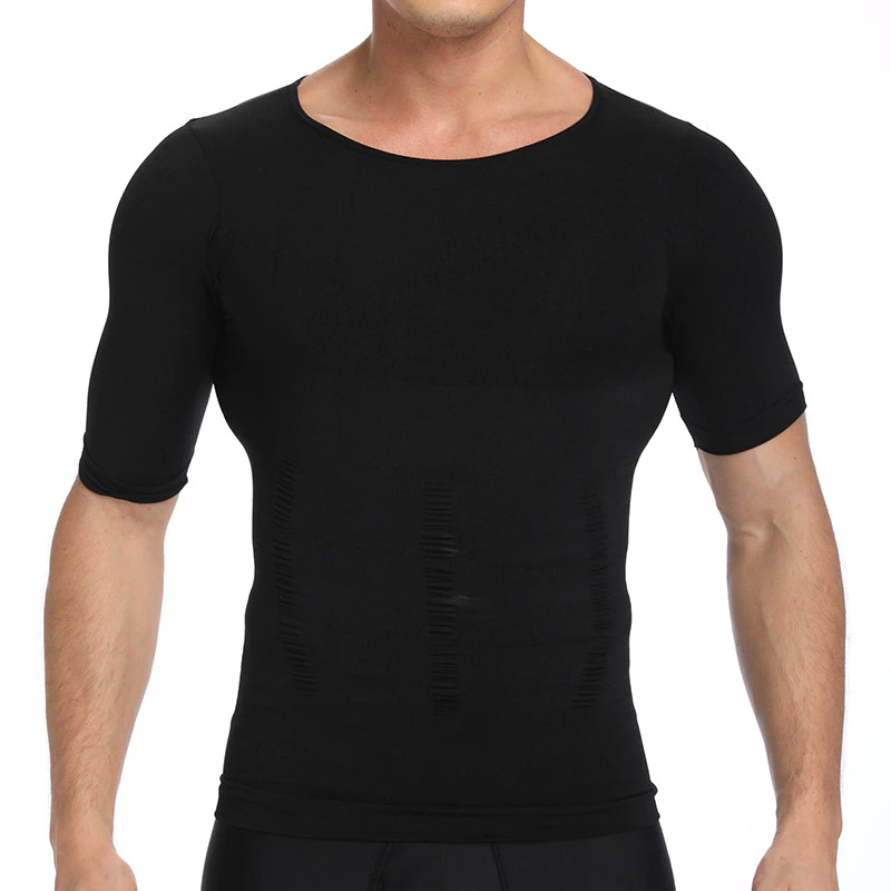 Camiseta Faja Reductora Moldeadora Playera Hombre Con Mangas Negra L