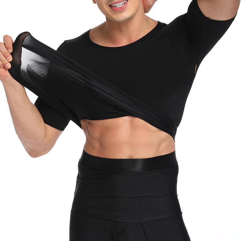 Camiseta Faja Reductora Moldeadora Playera Hombre Con Mangas Negra L