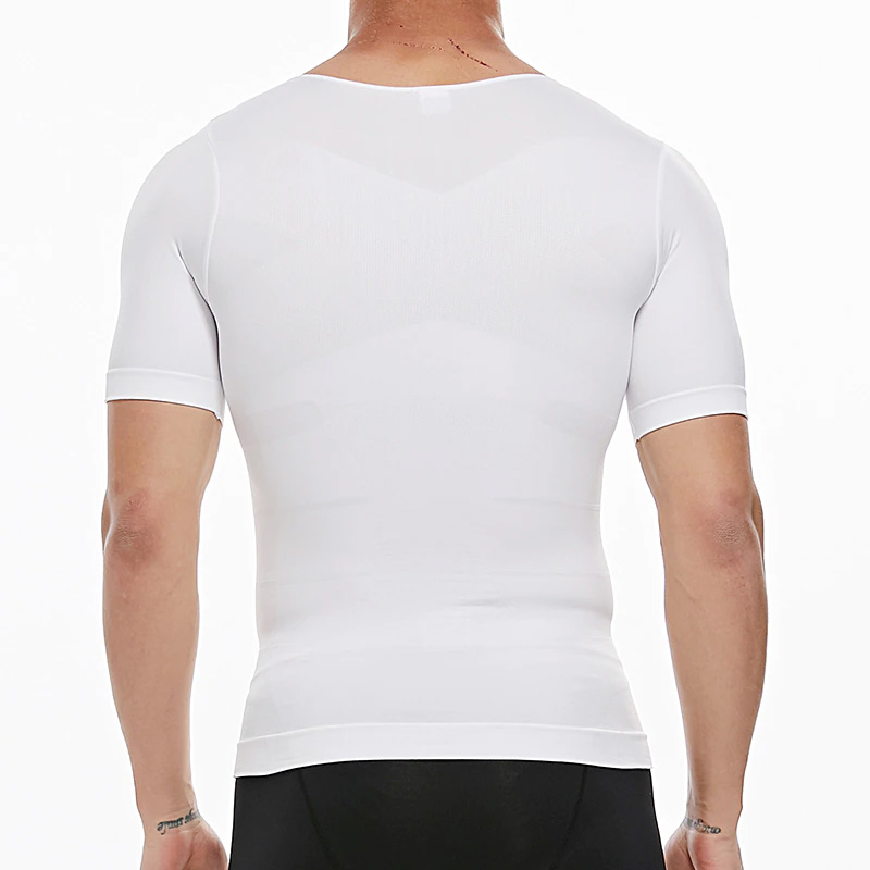 Camiseta Faja Reductora Moldeadora Playera Hombre Con Mangas Blanco XL