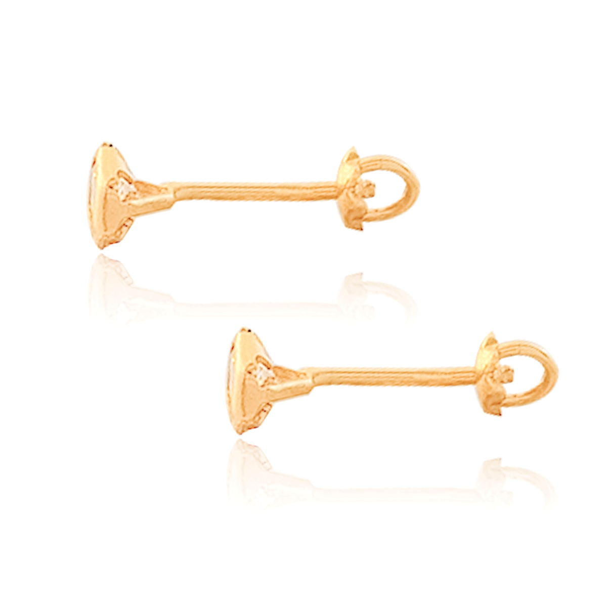 Aretes broquel en oro 18k laminado #749 057-093 con cristal forma de hexágono con medidas de 0.4 de alto , 0.4 de ancho y 1 cm de profundidad.