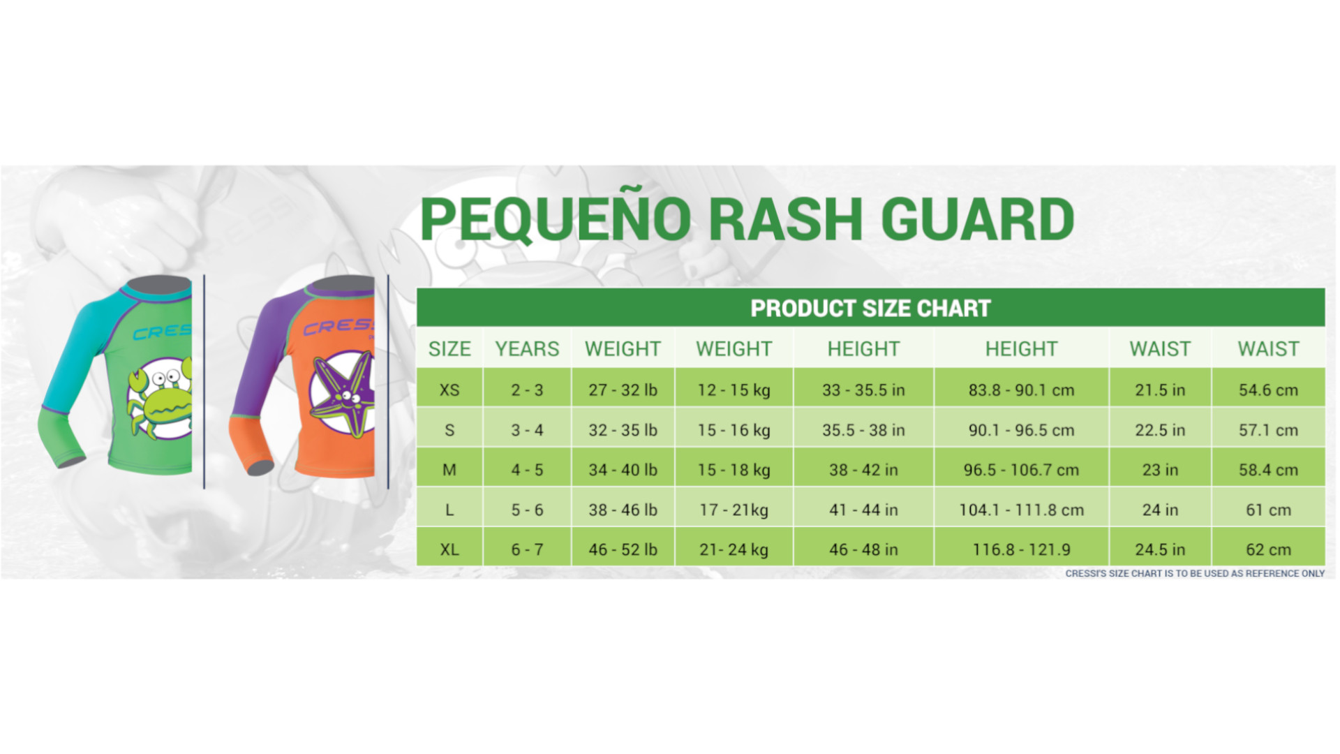 Playera Rash Guard CRESSI Crab para Niños con Protección UV Ideal para la Playa y Piscinas Edad de 2 a 7 años