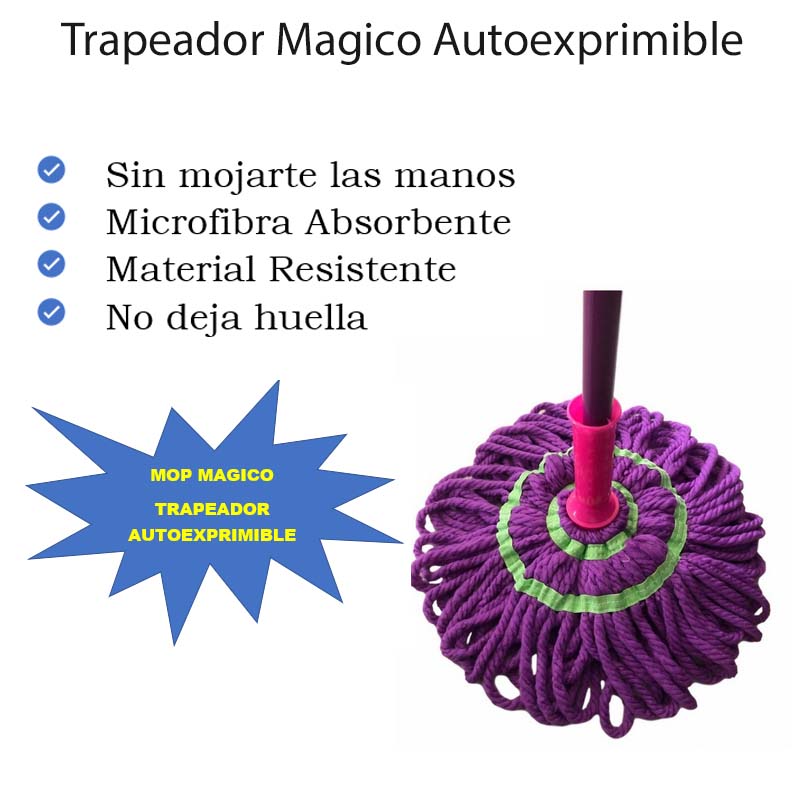 Trapeador Mágico 1.20cm Trapeador Giratorio Magic Mop Autoexprimible