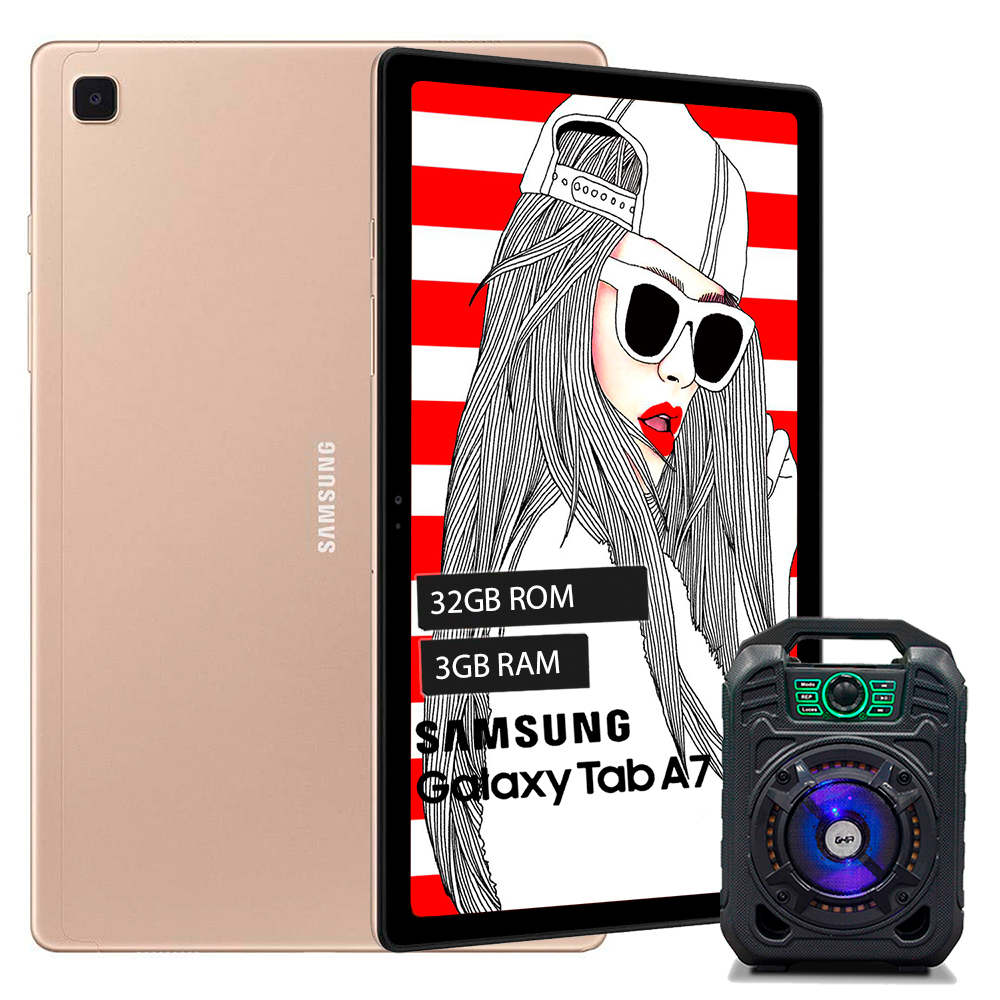 Tablet Samsung Galaxy Tab A7 10.4, 32 GB ROM, 3 GB RAM - Dorado + Bocina