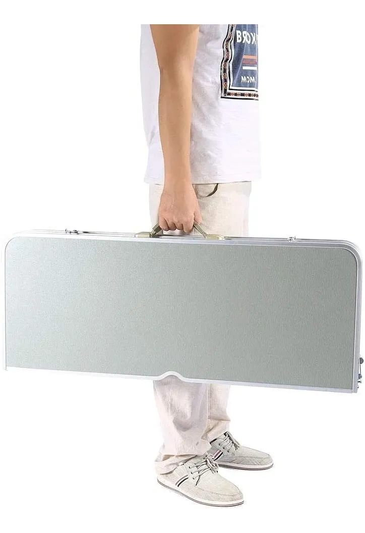 Mesa Plegable Tipo Portafolio De Aluminio Con 4 Bancos