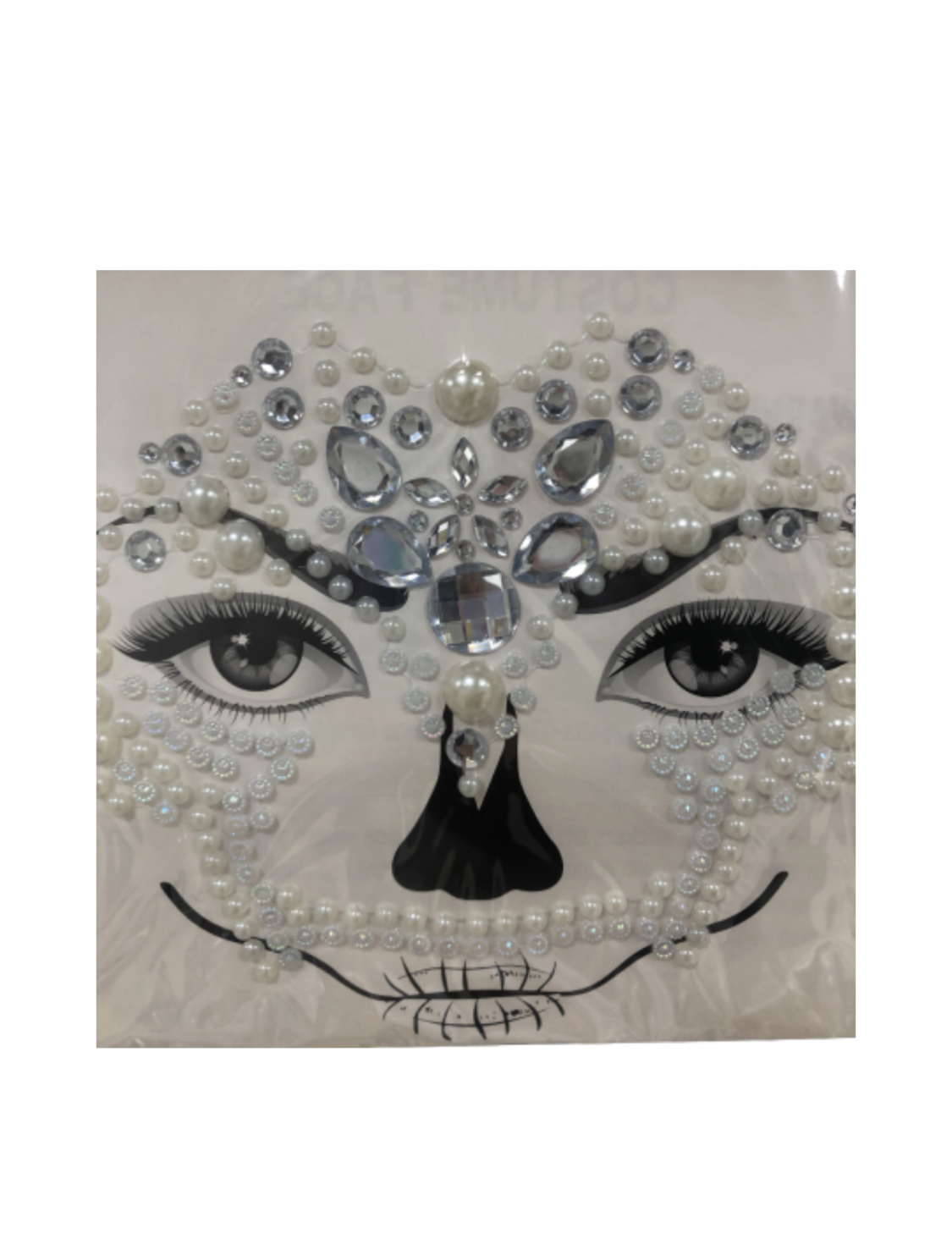 Gemas Faciales Calavera/Halloween Tatuajes Faciales Temporales Diamantes de Imitación 4 plantillas