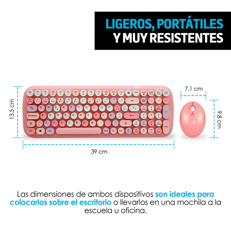 Teclado y Mouse Inalámbrico Retro Vintage con Receptor USB Redlemon