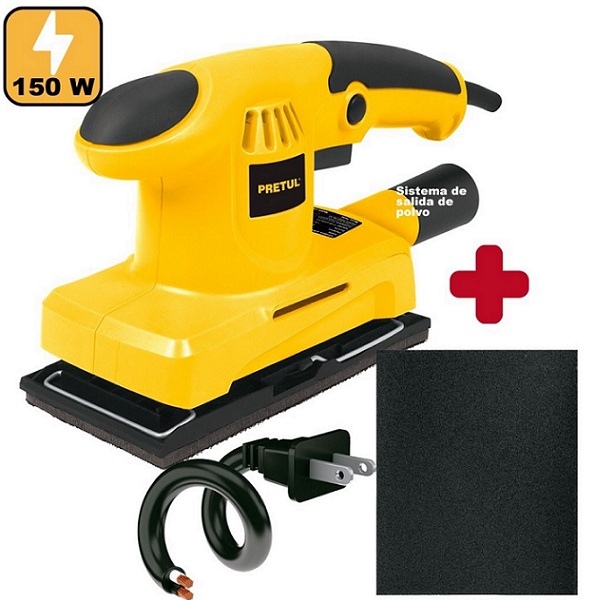 Lijadora orbital, 1/3 hoja, 150 W, Pretul -Incluye Lija y Adaptador para aspiradora LIOR-1/3P3 PRETUL
