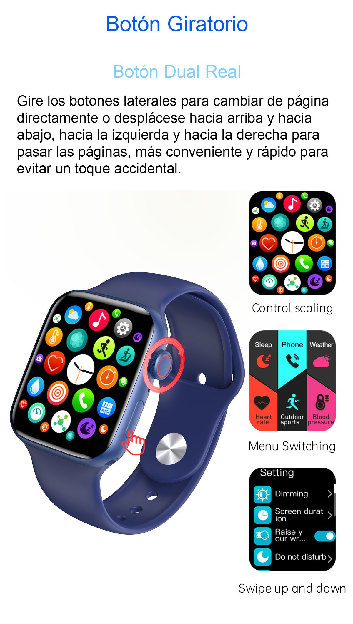 Reloj inteligente IWO Serie 6, llamadas Bluetooth, control del ritmo cardíaco, Medición de temperatura, Mide la oxigenación de la sangre, Carga inalámbrica, compatible con iPhone Y Android.