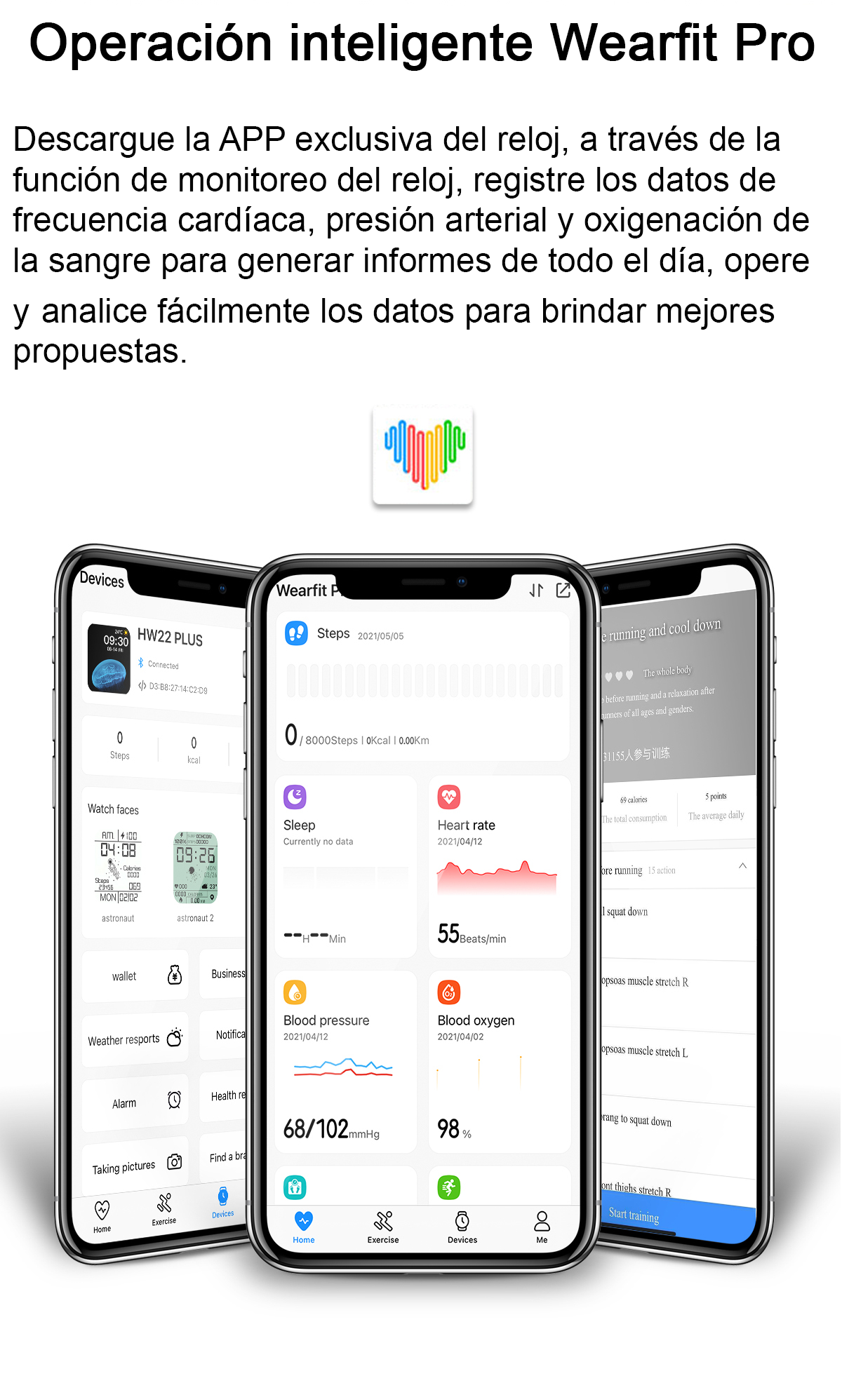 Reloj inteligente IWO Serie 6, llamadas Bluetooth, control del ritmo cardíaco, Medición de temperatura, Mide la oxigenación de la sangre, Carga inalámbrica, compatible con iPhone Y Android.