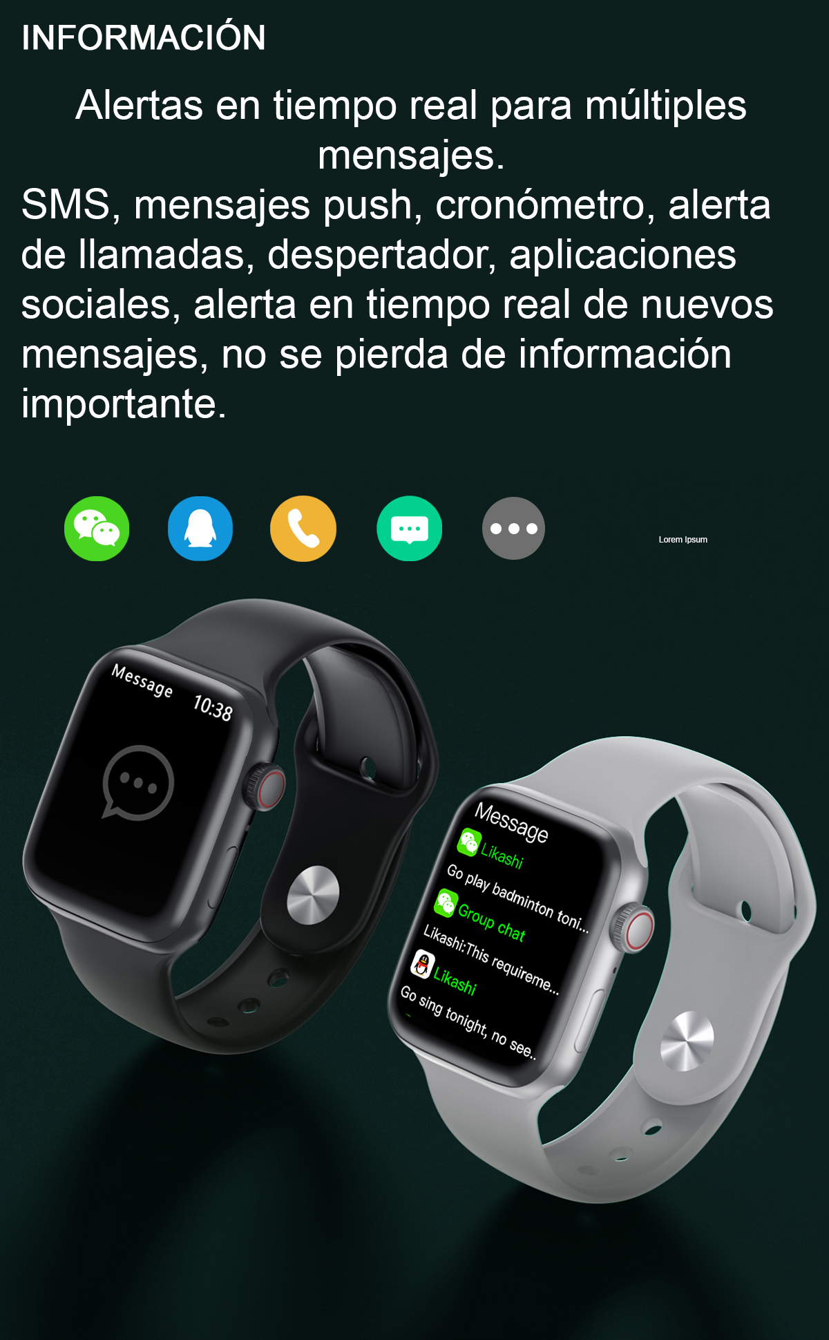 Reloj inteligente IWO Serie 6, llamadas Bluetooth, control del ritmo cardíaco, Medición de temperatura, Mide la oxigenación de la sangre, Carga inalámbrica, compatible con iPhone Y Android.