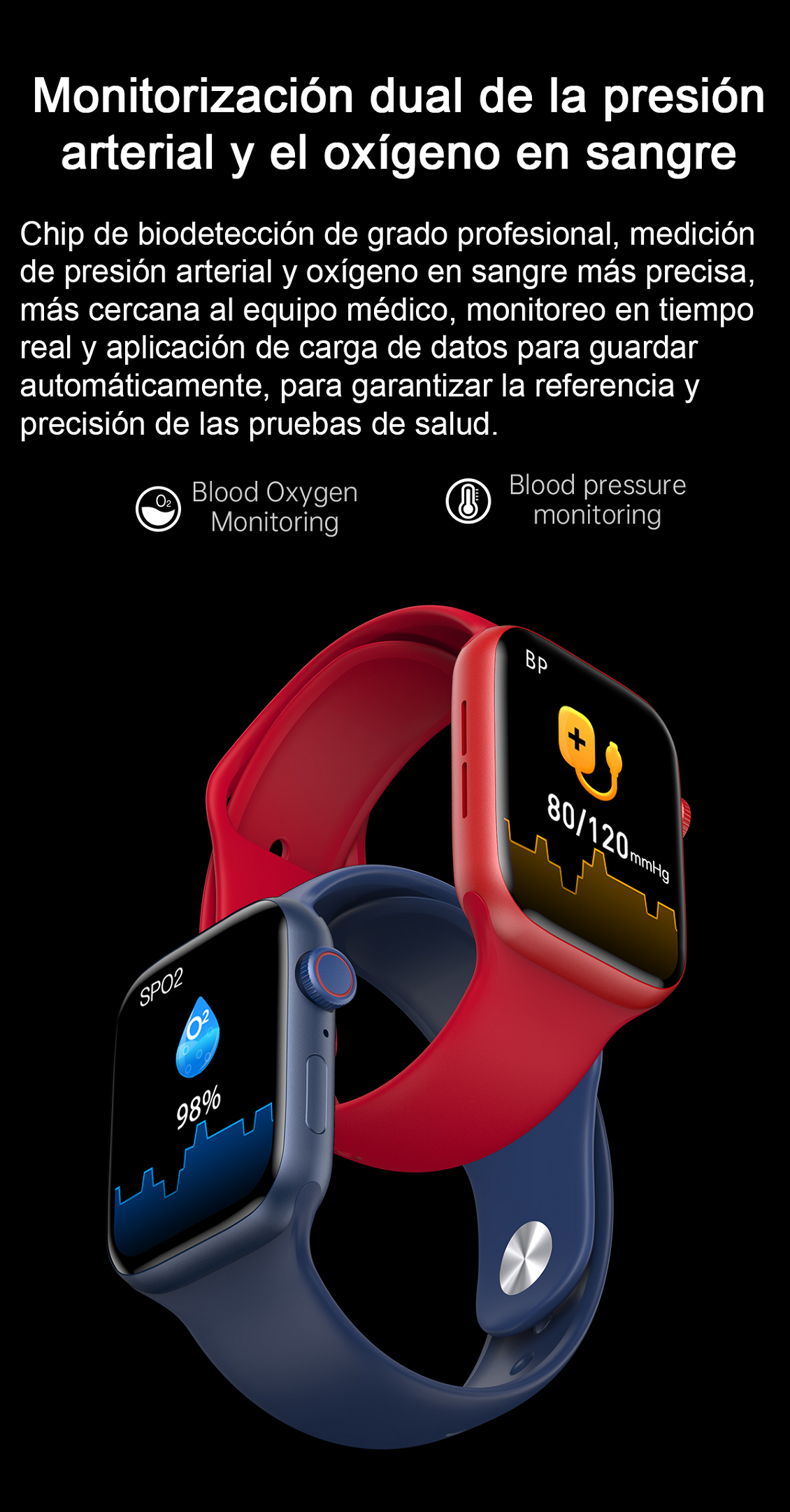 Reloj inteligente IWO Serie 6, llamadas Bluetooth, control del ritmo cardíaco, Medición de temperatura, Mide la oxigenación de la sangre, Carga inalámbrica, compatible con iPhone Y Android.
