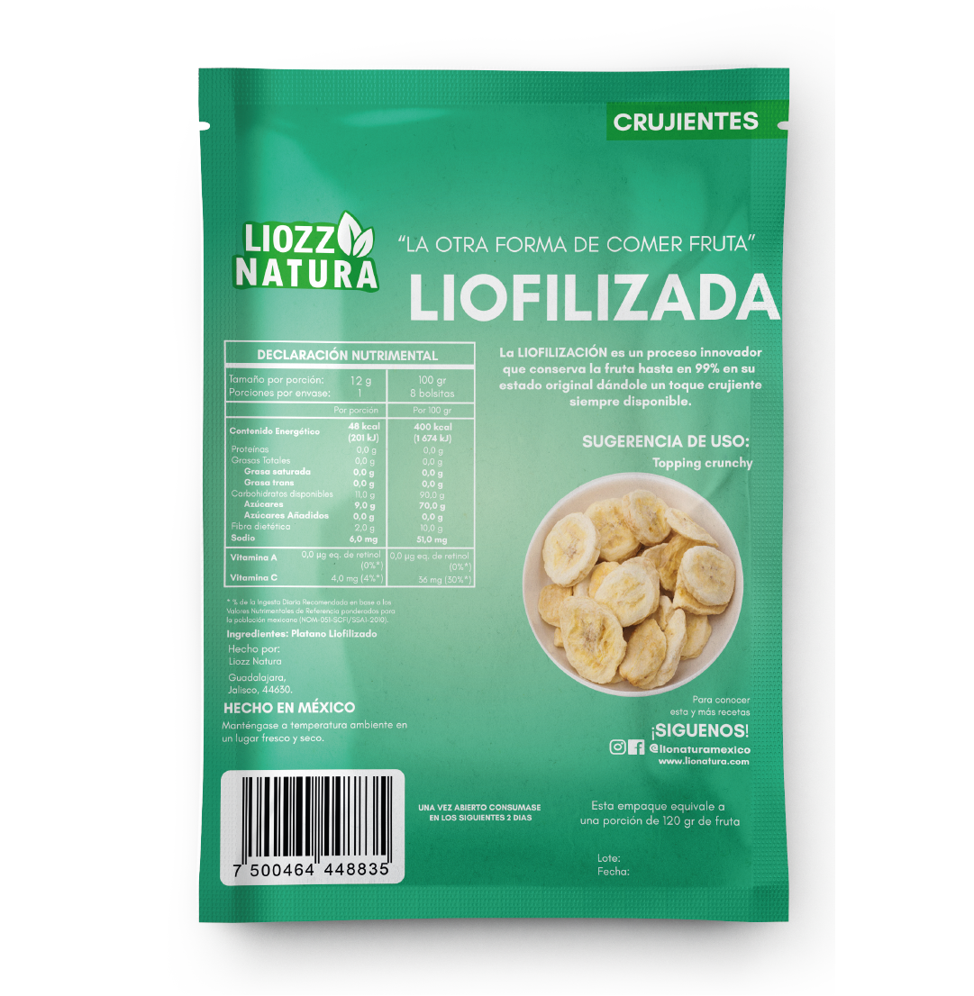 Plátanos Liofilizados | Deshidratado en Frio | Snack saludable crujiente 