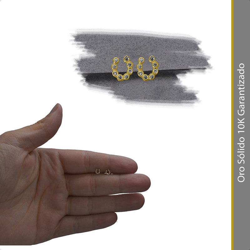 Aretes | Broqueles Herradura VAROURO  Oro Sólido 10k | Amor + Estuche.