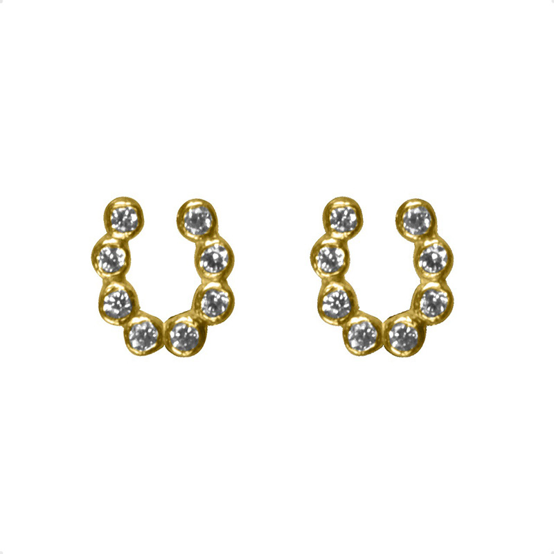 Aretes | Broqueles Herradura VAROURO  Oro Sólido 10k | Amor + Estuche.