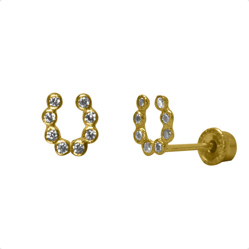 Aretes | Broqueles Herradura VAROURO  Oro Sólido 10k | Amor + Estuche.