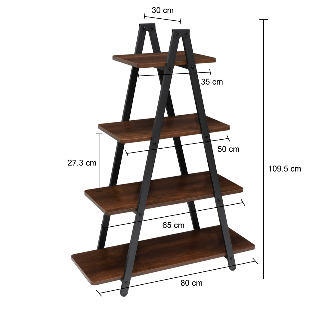 Librero Estante Minimalista Triangular Organizador con 4 Repisas