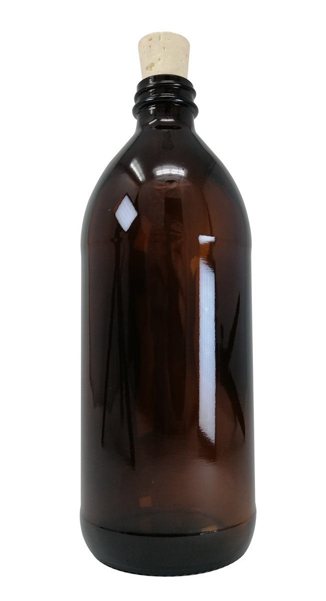 Frasco De Vidrio Ambar 500 Ml 5 Pz Tapa Blanca