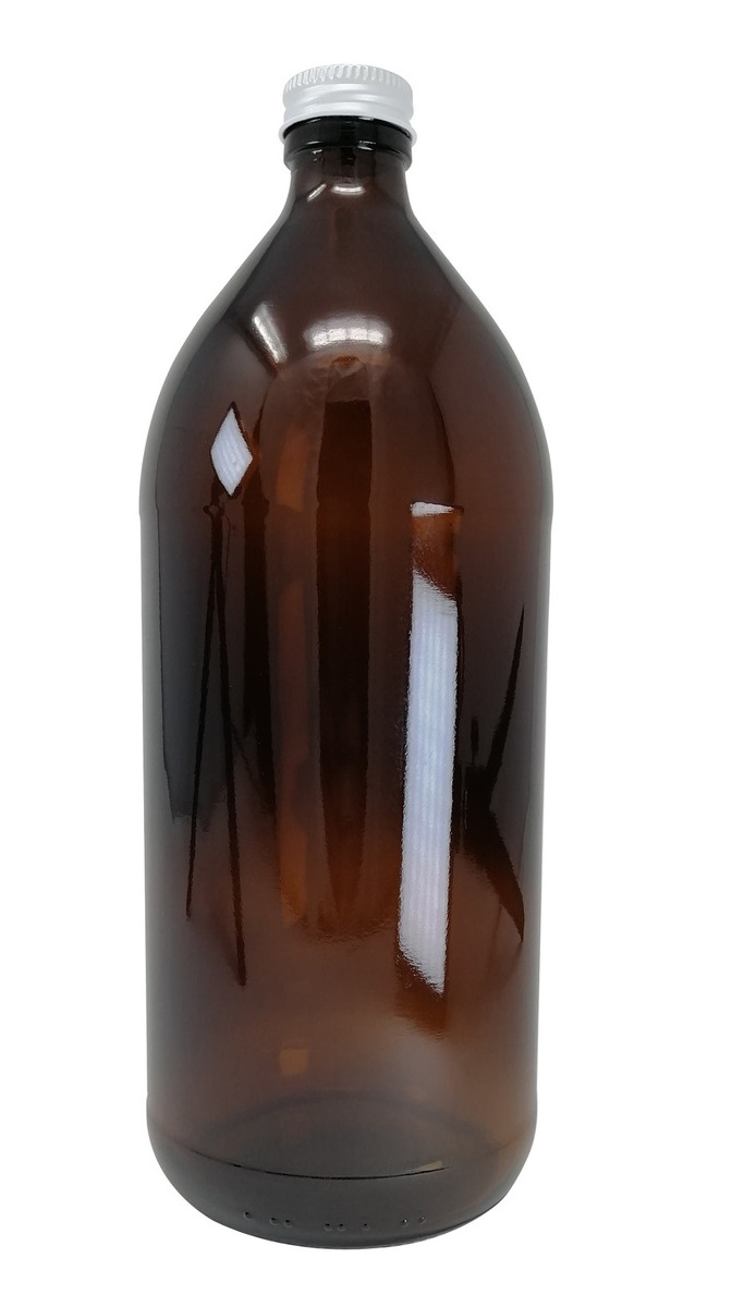 Frasco De Vidrio Ambar 500 Ml 5 Pz Tapa Blanca