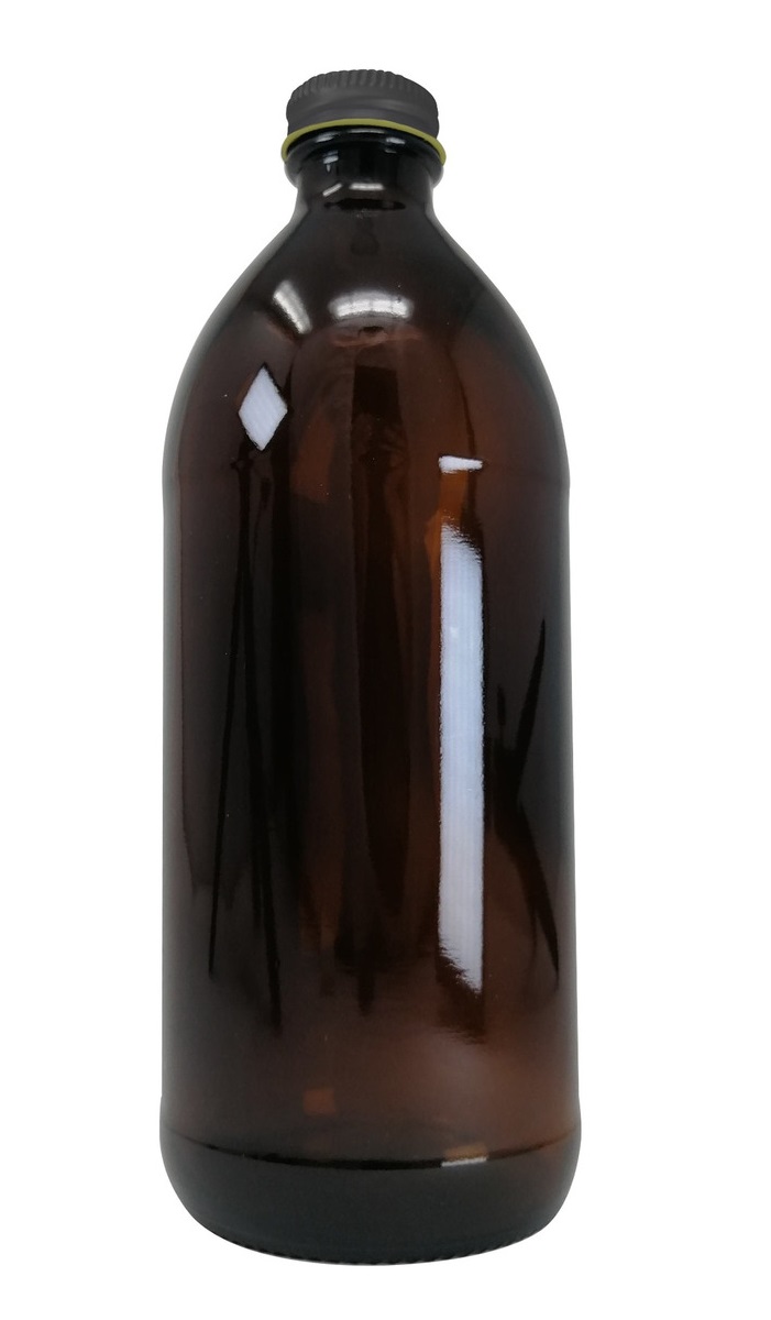 Frasco De Vidrio Ambar 500 Ml 5 Pz Tapa Blanca