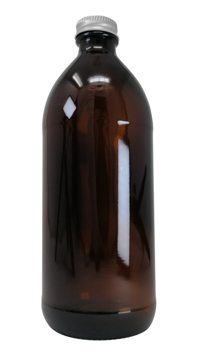 Frasco De Vidrio Ambar 500 Ml 5 Pz Tapa Blanca