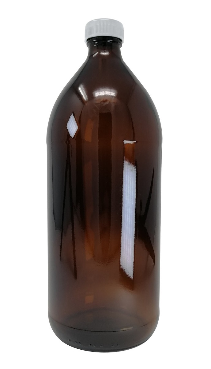 Frasco De Vidrio Ambar 500 Ml 5 Pz Tapa Blanca